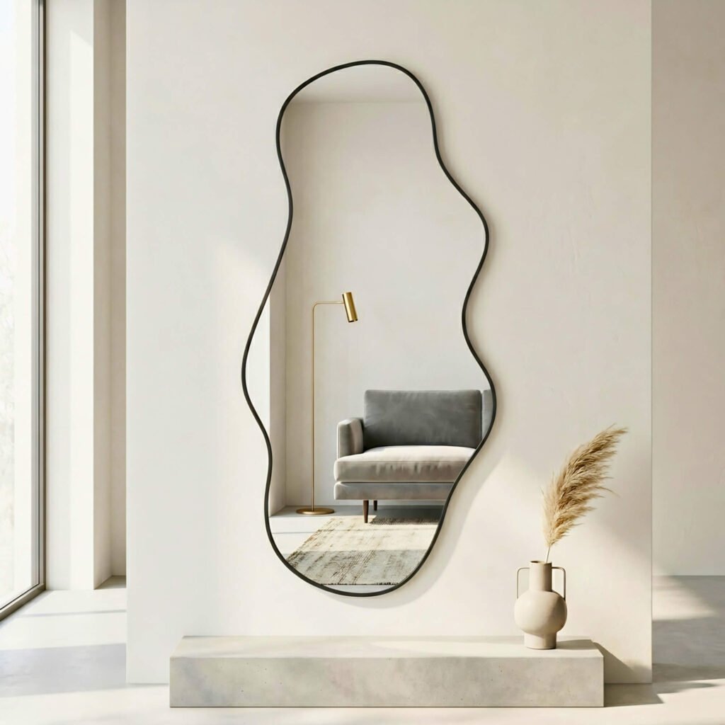 Espejo Isis asimétrico decorativo para living, dormitorio o recibidor