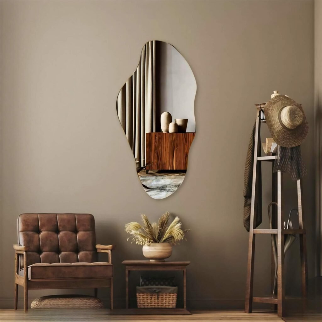 Espejo Nix asimétrico decorativo en ambiente premium