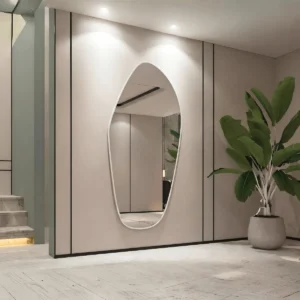 Espejo asimétrico de pared con marco PVC estándar negro