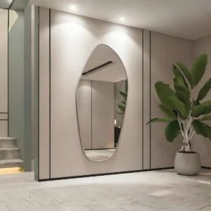Espejo asimétrico de pared con marco PVC estándar plata
