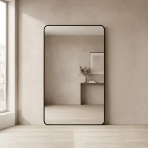 Espejo rectangular con marco símil hierro estándar negro