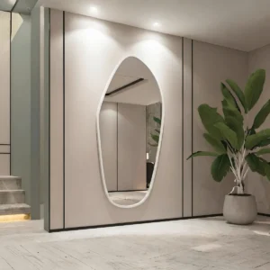 Espejo asimétrico de pared con marco PVC estándar blanco