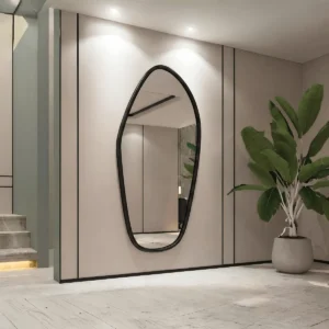 Espejo asimétrico de pared con marco PVC estándar negro