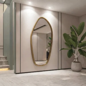Espejo asimétrico de pared con marco PVC estándar oro