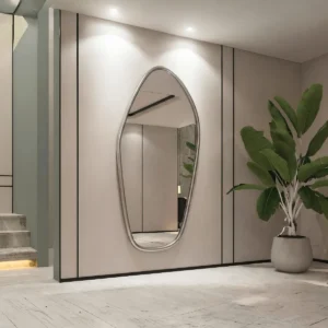 Espejo asimétrico de pared con marco PVC estándar plata