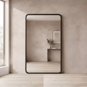 Espejo rectangular con marco símil hierro estándar negro
