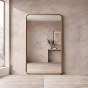 Espejo rectangular con marco símil hierro estándar oro