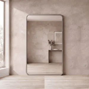 Espejo rectangular con marco símil hierro estándar plata