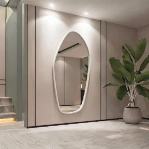 Espejo asimétrico de pared con marco PVC estándar blanco