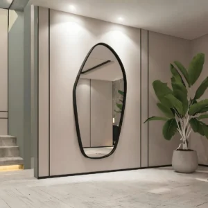 Espejo asimétrico de pared con marco PVC estándar negro