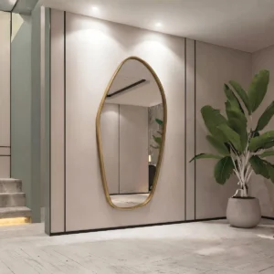 Espejo asimétrico de pared con marco PVC estándar oro