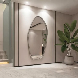 Espejo asimétrico de pared con marco PVC estándar plata