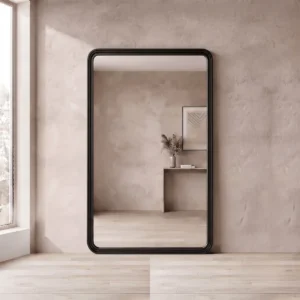 Espejo rectangular con marco símil hierro invertido negro