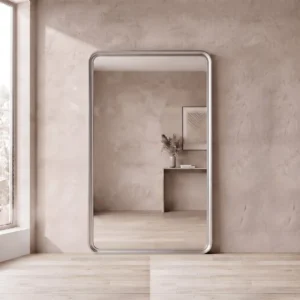Espejo rectangular con marco símil hierro invertido plata