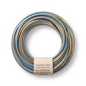 Burlete PVC estándar azul Francia claro con dorado en rollo – EspejosCABA