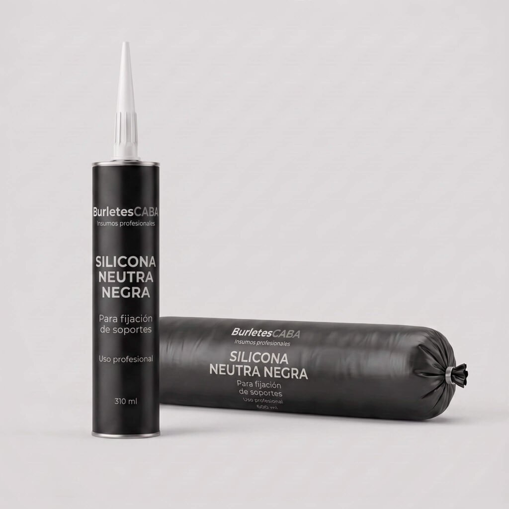 Silicona neutra negra BurletesCABA en presentaciones de 310 ml y 600 ml