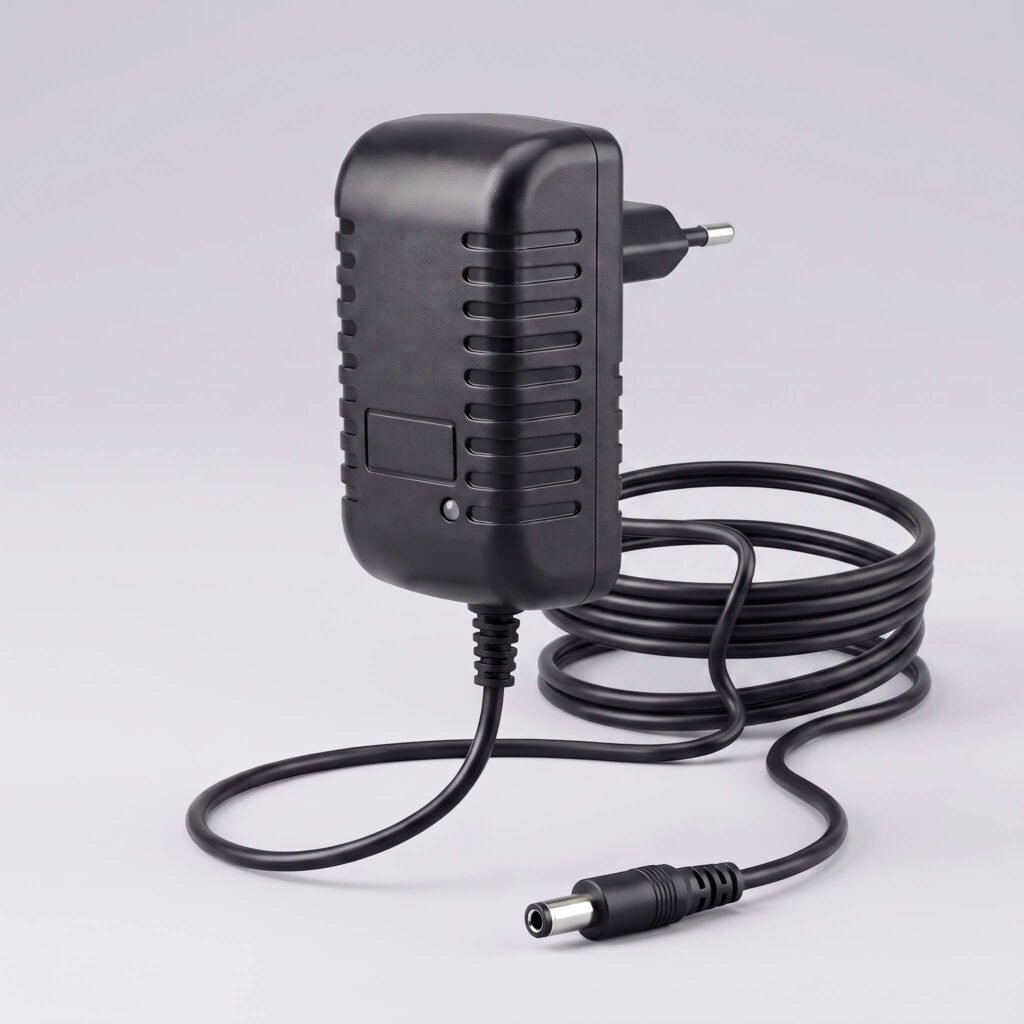 Transformador 12V negro para espejos LED con cable de 2 metros y conector DC